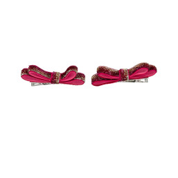 Set of 2 Shiny Ribbon Hair Clips – Shades of Pink & Silver & Gold